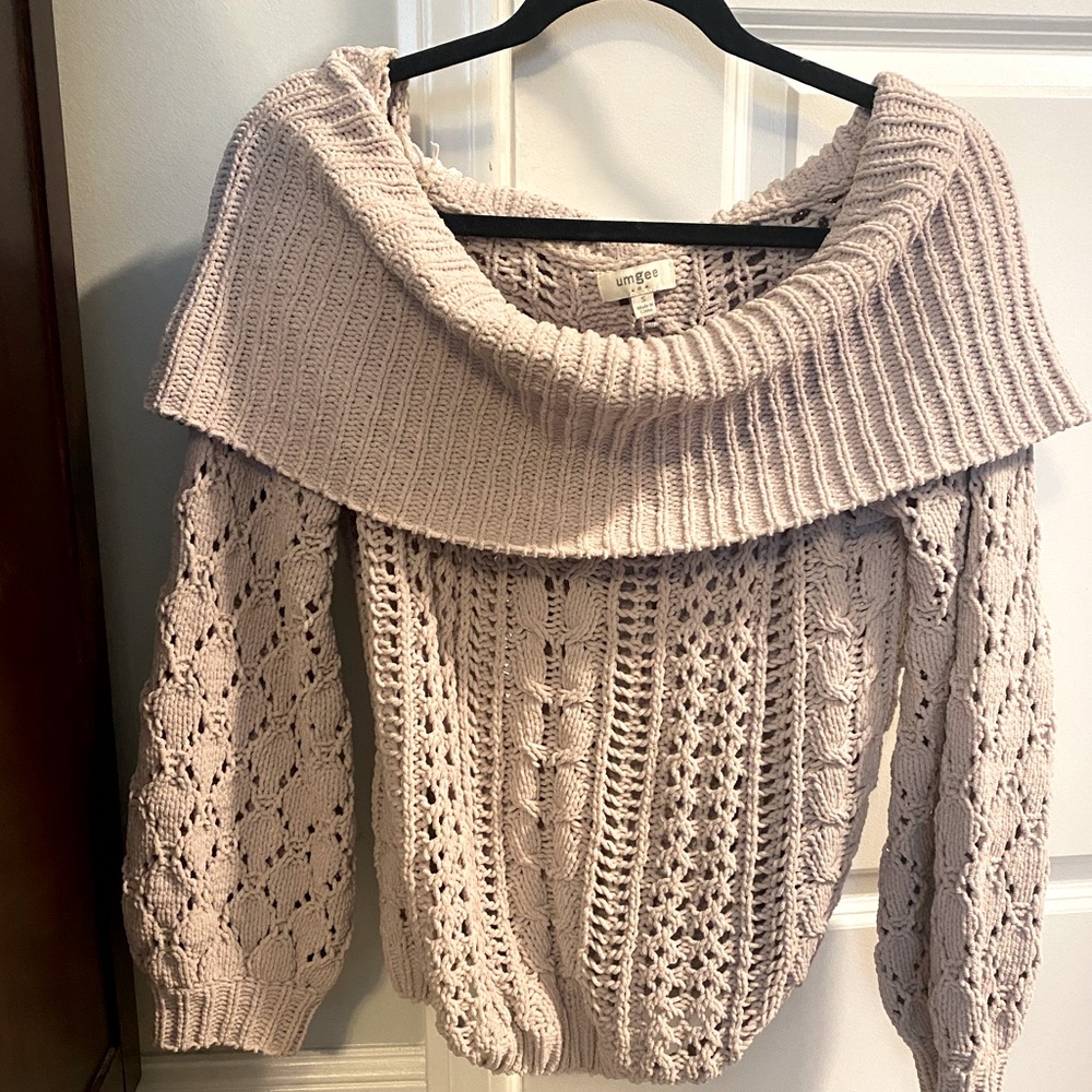 Off the shoulder knit sweater